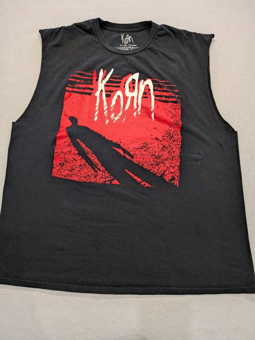 Korn 2XL Black Red Graphic Cut-Off Sleeveless Nu Metal Band Muscle Tee